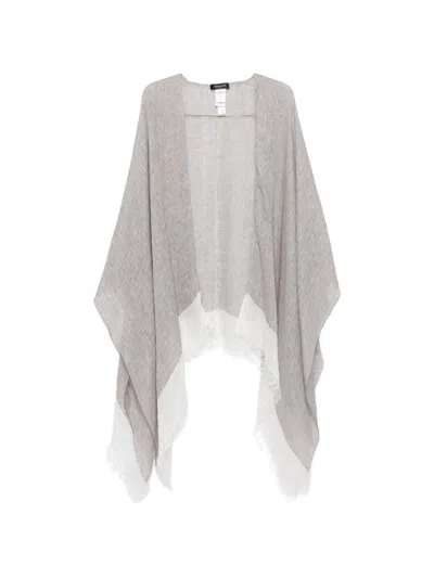 Fabiana Filippi Fringed Linen Poncho In Multi