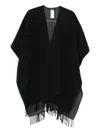 Fabiana Filippi Fringed V-neck Poncho In Black