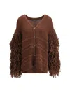 Fabiana Filippi Fringes Cardigan In Brown