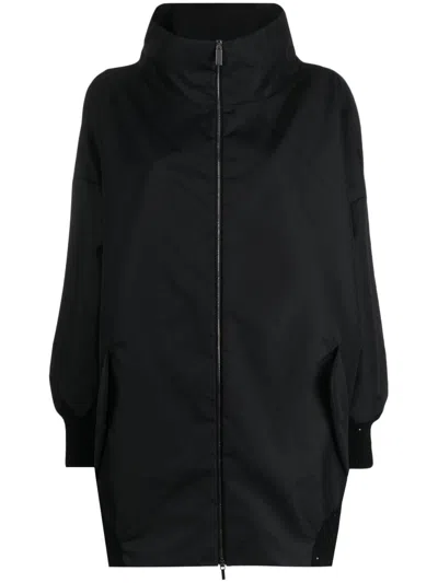 Fabiana Filippi Funnel-neck Zip Coat In Black