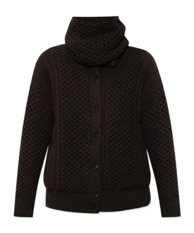 Fabiana Filippi Funnel-neck Knitted Bomber Jacket In Brown