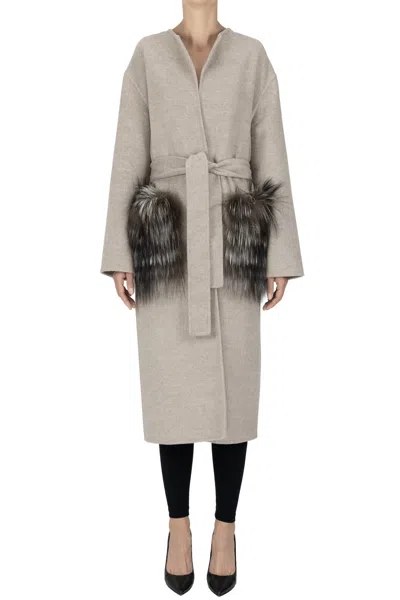 Fabiana Filippi Fur Pockets Coat In Gray