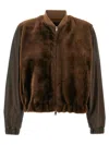 Fabiana Filippi Bomber Jacket With Faux Fur Front In Brown