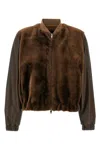 Fabiana Filippi Bomber Jacket With Faux Fur Front In Brown