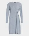 Fabiana Filippi Gathered Crewneck Wool-blend Knit Dress In Gray