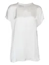 Fabiana Filippi Viscose Satin Top With Gathered Shoulder And Filo Diamante In White