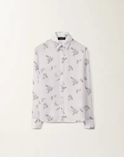 Fabiana Filippi Georgette T-shirt With Painted Botanical Print In Lavender