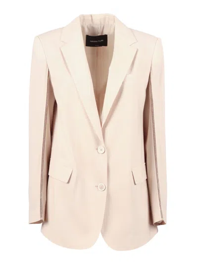 Fabiana Filippi Giacca Over Con Coulisse Dietro In Frescolana Color Nude In Red