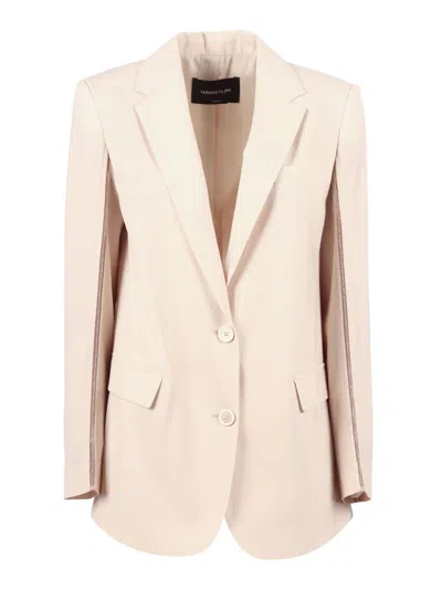 Fabiana Filippi Giacca Over Con Coulisse Dietro In Frescolana Color Nu In Pink