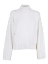 Fabiana Filippi Cropped Turtleneck Sweater In Fine Merino Wool In White