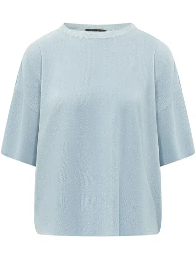 Fabiana Filippi Gironeck Mini T-shirt With Cut Sleeves In Blue