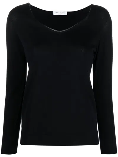 Fabiana Filippi Glitter-detail V-neck Jumper In Blau