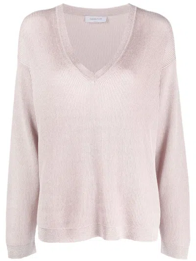 Fabiana Filippi Glitter-detail V-neck Jumper In Pink