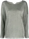 Fabiana Filippi Glitter-embellished Long Sleeves Top In Grün