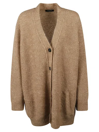 Fabiana Filippi Glittery Oversized Cardigan In Brown