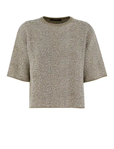 Fabiana Filippi Gold7grey Tweed Effect Sweater In Grigio Chiaro_bianco_oro
