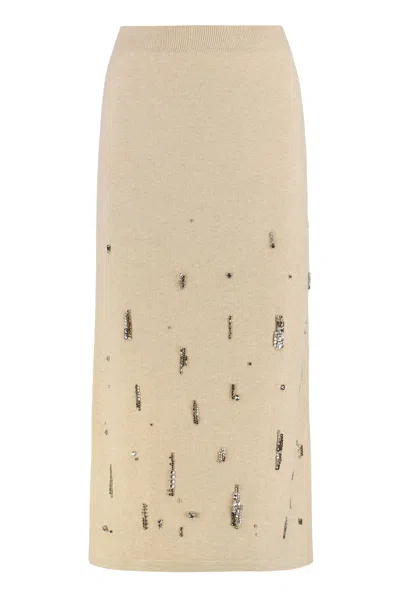 Fabiana Filippi Gonna Midi In Knitwear In Neutral