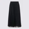 Fabiana Filippi Sheer Midi Skirt Pleats Elastic Waistband In Black
