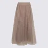 Fabiana Filippi Layered Sheer Overlay Elastic Waistband Skirts In Brown