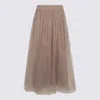 Fabiana Filippi Layered Sheer Overlay Elastic Waistband Skirts In Brown