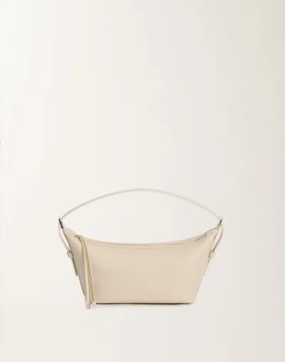 Fabiana Filippi Grained Leather Mini Hobo Bag In Vanilla