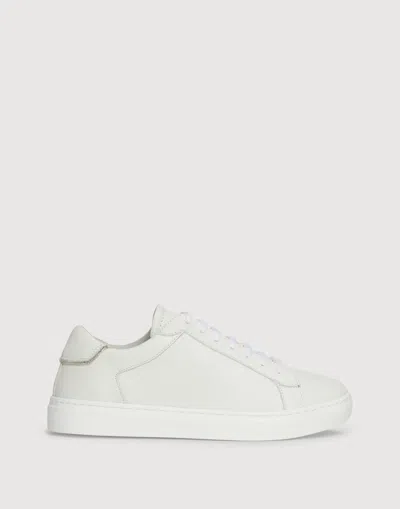 Fabiana Filippi Grained Leather Sneakers And Brilliant Detail In White