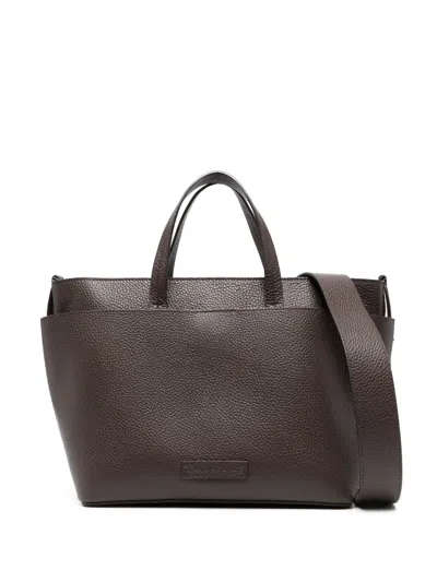 Fabiana Filippi Grained Leather Tote Bag In Brown