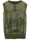 Fabiana Filippi Platinum Vest Top With Printed Twill On The Front In Green