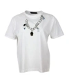 Fabiana Filippi Short-sleeved Crew-neck T-shirt In Fine Cotton Jersey With Chain Print In White
