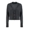 Fabiana Filippi Gray Cashmere Cardigan With Gemstone Embroidery In Gray