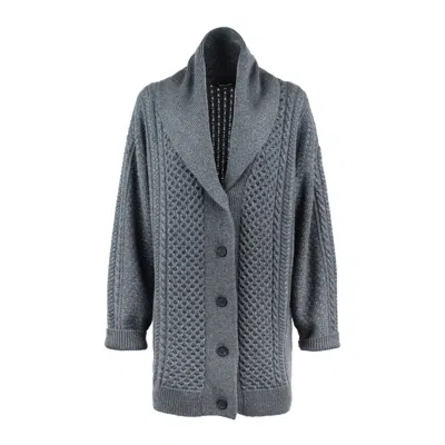 Fabiana Filippi Gray Wool Cardigan With Lurex Details