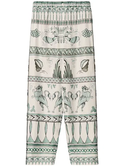 FABIANA FILIPPI FABIANA FILIPPI GREEN BEIGE SILK TROUSERS