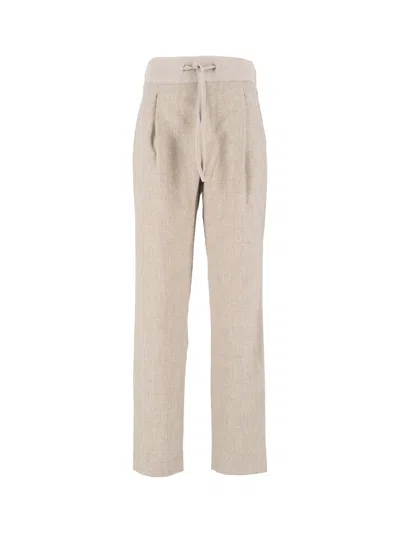Fabiana Filippi Greige Flannel Knit Waistband Jogging Trousers In Neutral