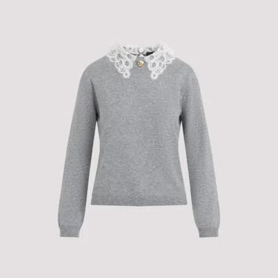 Fabiana Filippi Grey Crewneck Wool Sweater In Gray
