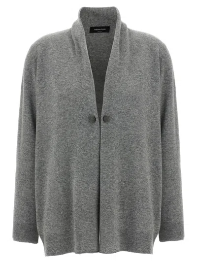 FABIANA FILIPPI GREY JEWEL BROOCH CARDIGAN
