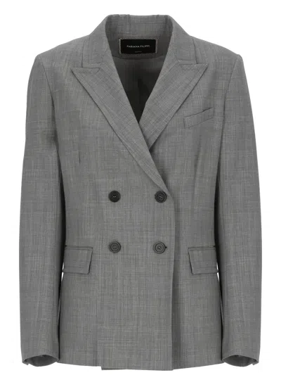 Fabiana Filippi Grey Lightpoint Detail Wool Blazer In Gray