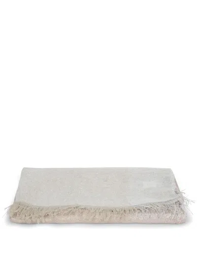 Fabiana Filippi Grey Linen Scarves In Golden