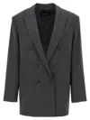 Fabiana Filippi Pinstriped Double-breasted Blazer Blazer And Suits Gray In Grey
