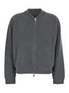 Fabiana Filippi Grey Ribbed Knit Sweatshirt With Front Zip Closure In Wool Blend Woman In Gray