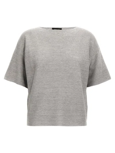 FABIANA FILIPPI GREY RIBBED-KNIT TOP