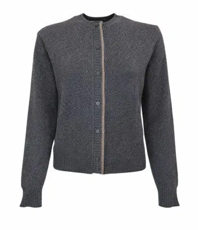 Fabiana Filippi Grey Round Neck Button Sweater In Black