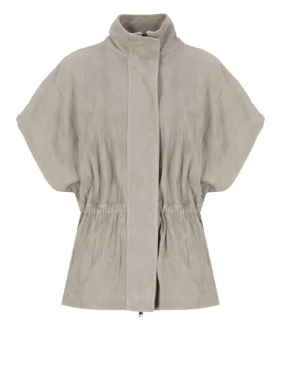Fabiana Filippi Grey Suede Leather Vest In Green