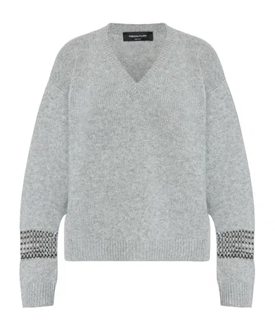 Fabiana Filippi Grey Sweater With Shimmering Sequins In Gray