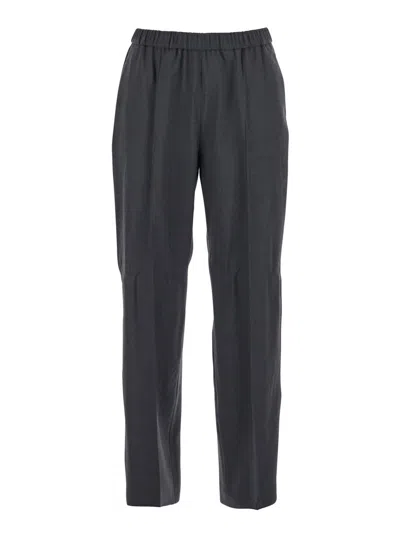 Fabiana Filippi Grey Trousers With Elastic Waist In Wool Blend Woman In Gray