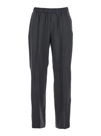 FABIANA FILIPPI GREY TROUSERS WITH ELASTIC WAIST IN WOOL BLEND WOMAN