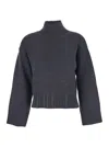 Fabiana Filippi Grey Turtleneck Sweater With Beaded Embroidery On The Waist And Dropped Shoulders In Wool Woman In Black