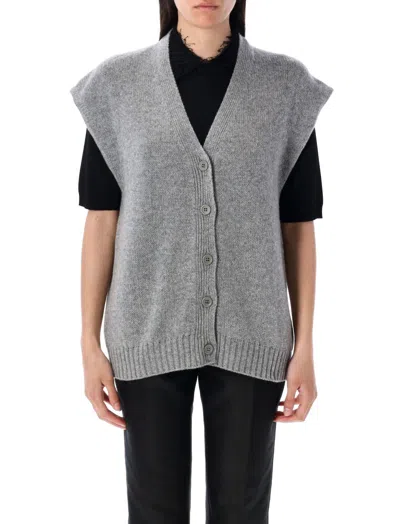 FABIANA FILIPPI GREY V-NECK CARDIGAN
