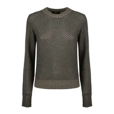 Fabiana Filippi Grey Virgin Wool Mesh Sweater In Green