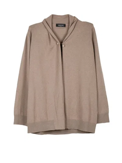 Fabiana Filippi Grey Virgin Wool-blend Hooded Cardigan In Gray