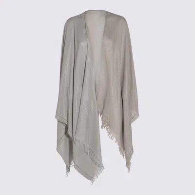Fabiana Filippi Grey Viscose Scarves In Beige